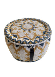 Multi Cotton Pouf With Leather Handle PF-055