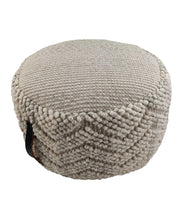 Natural Wool Pouf With Leather Handle PF-045