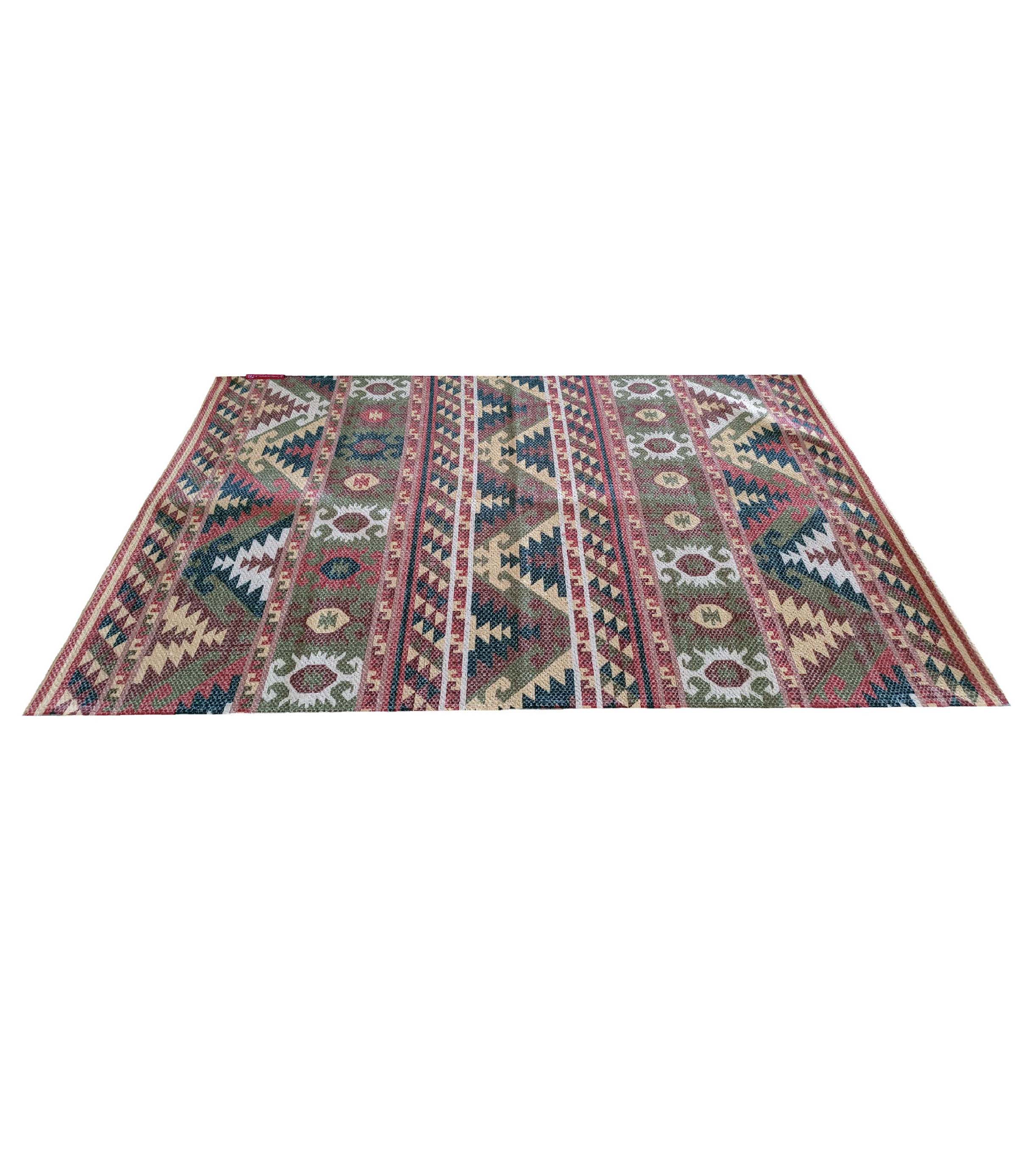 Handmade carpet with a flat weave construction for added durability