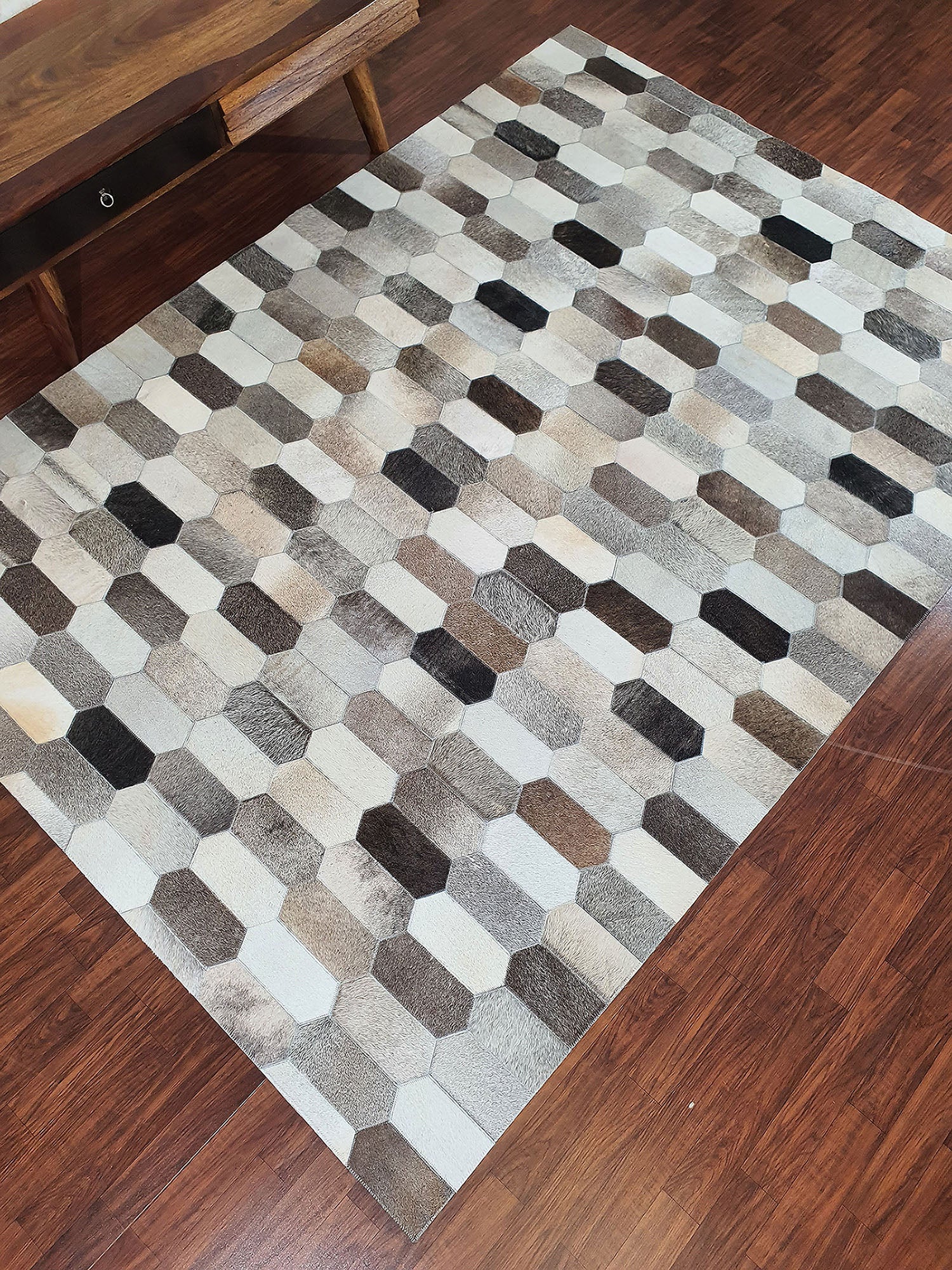 Multi Color Home Decor Leather Rug - LR 011