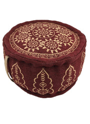 Red Color Jute Pouf With Handle PF-059