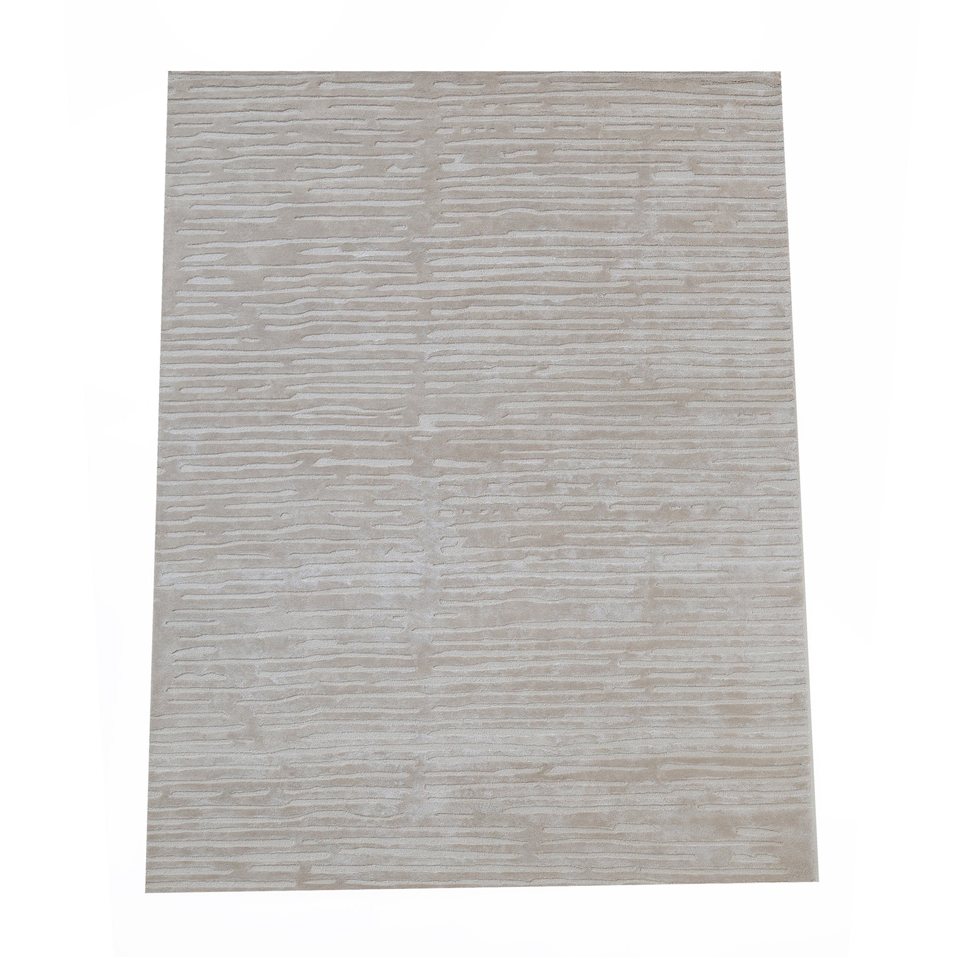The RAMSHA HOME Decor Handmade Area Rug - HTV 17 is a rectangular, hand-tufted rug in light beige with a subtle linear texture, shown on a white background.