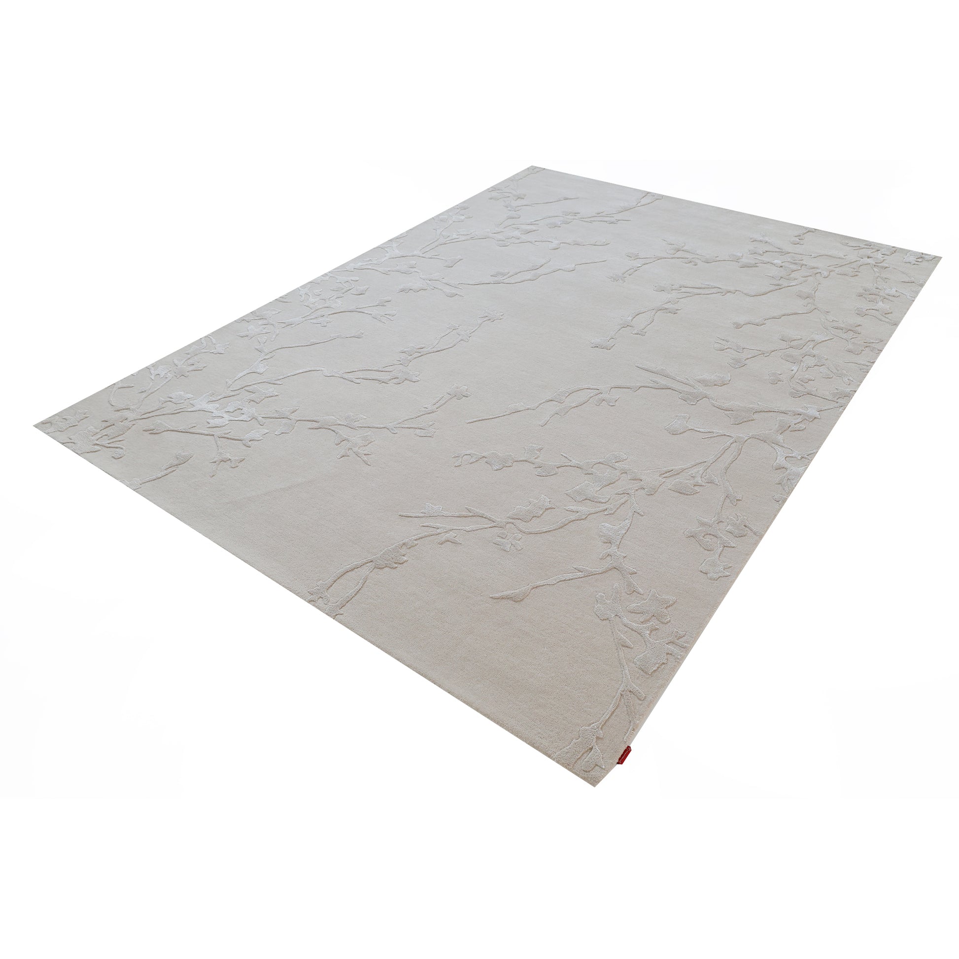 The RAMSHA HOME Handmade beige Color Decor Rug- HTWV 115 is a large, rectangular, hand-tufted wool rug with a subtle raised floral or vine pattern, ideal as a neutral anchor for any room. Shown on a white background.