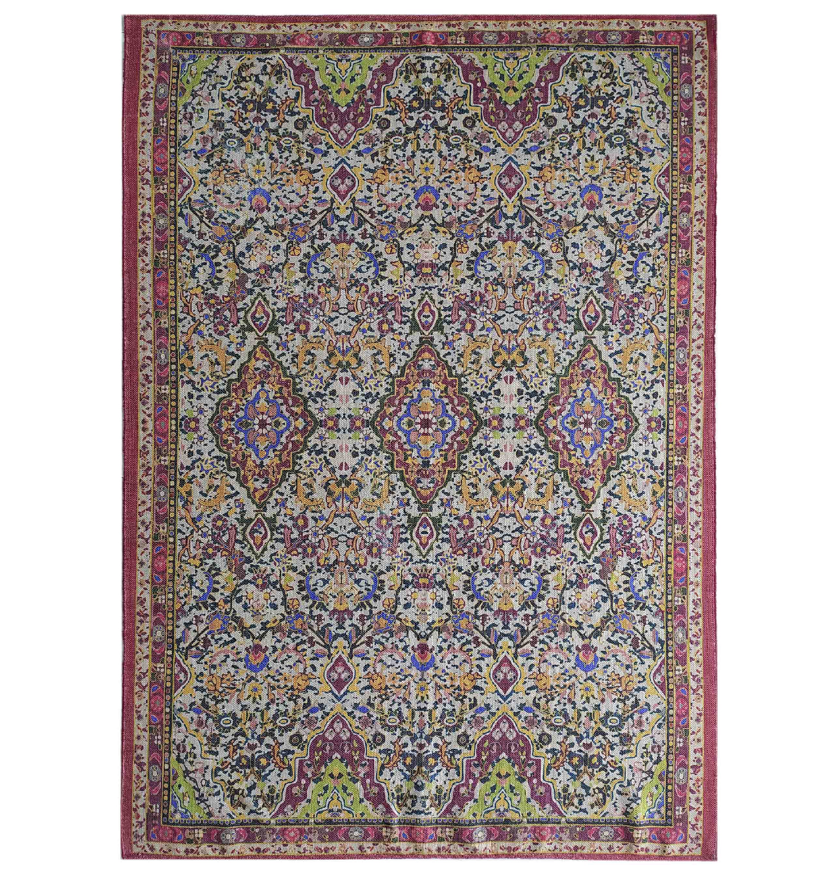 Sophisticated Design: Elevate Your Decor with the Sophisticated Design of our Printed Durry Multi Color Maroon Rug, Adding Depth and Character to Your Floors