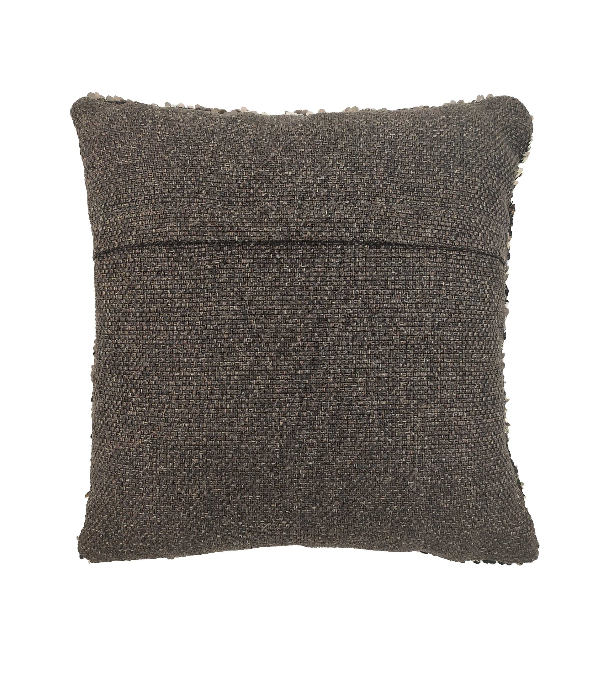 The RAMSHA HOME Jute Cushion With Filler Multi Color CS-015 features a textured multi-color design and a horizontal seam on the back, displayed against a plain white backdrop for a comfortable, stylish look.