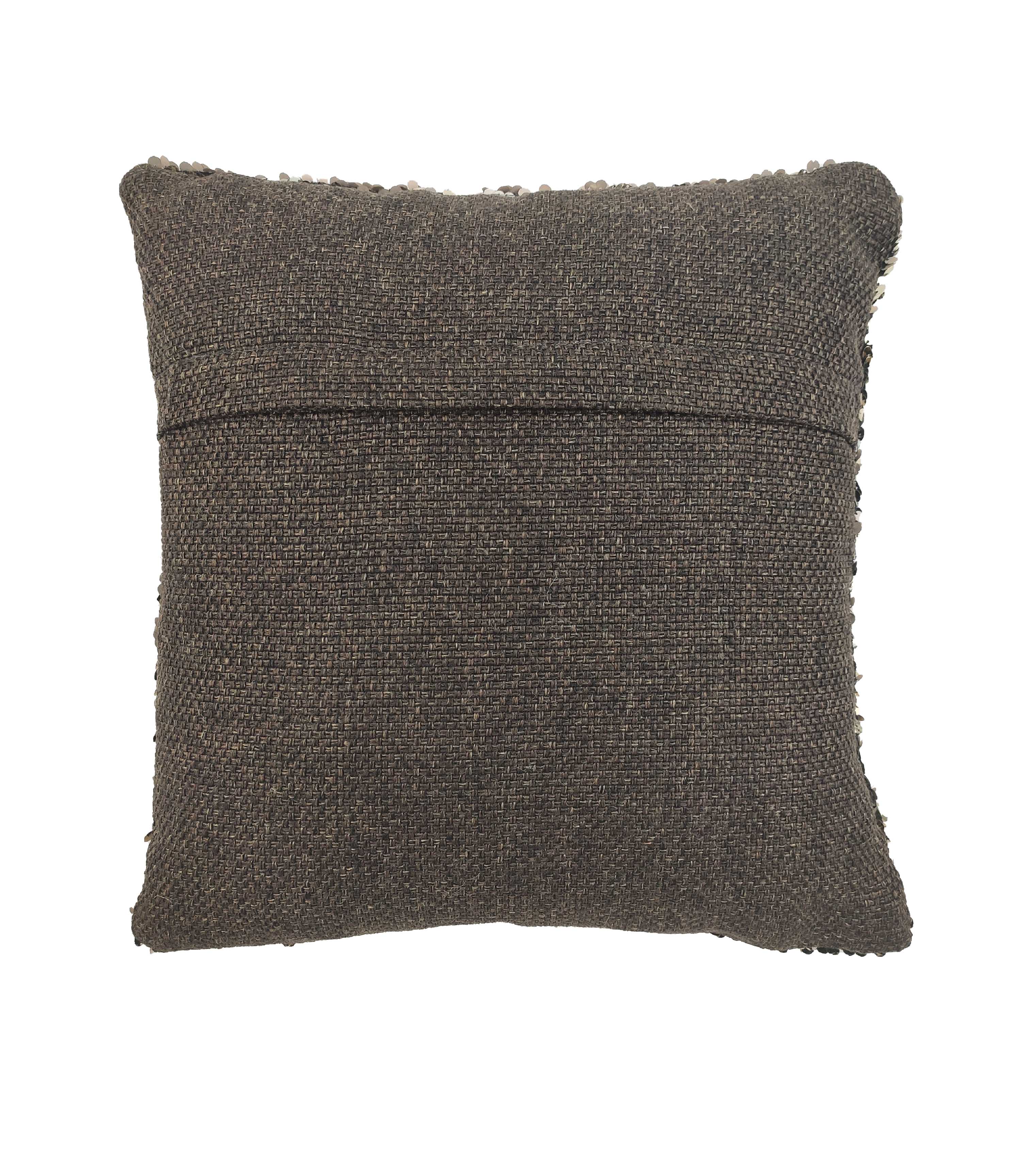 The RAMSHA HOME Jute Cushion With Filler Multi Color CS-015 features a textured multi-color design and a horizontal seam on the back, displayed against a plain white backdrop for a comfortable, stylish look.