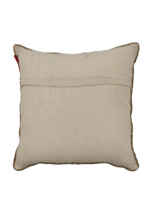 The RAMSHA HOME Cushion With Filler Natural Color CS-031 features visible seams, a horizontal stitched back line, slightly rounded corners, and a small red tag on the upper left edge for added style and comfort.