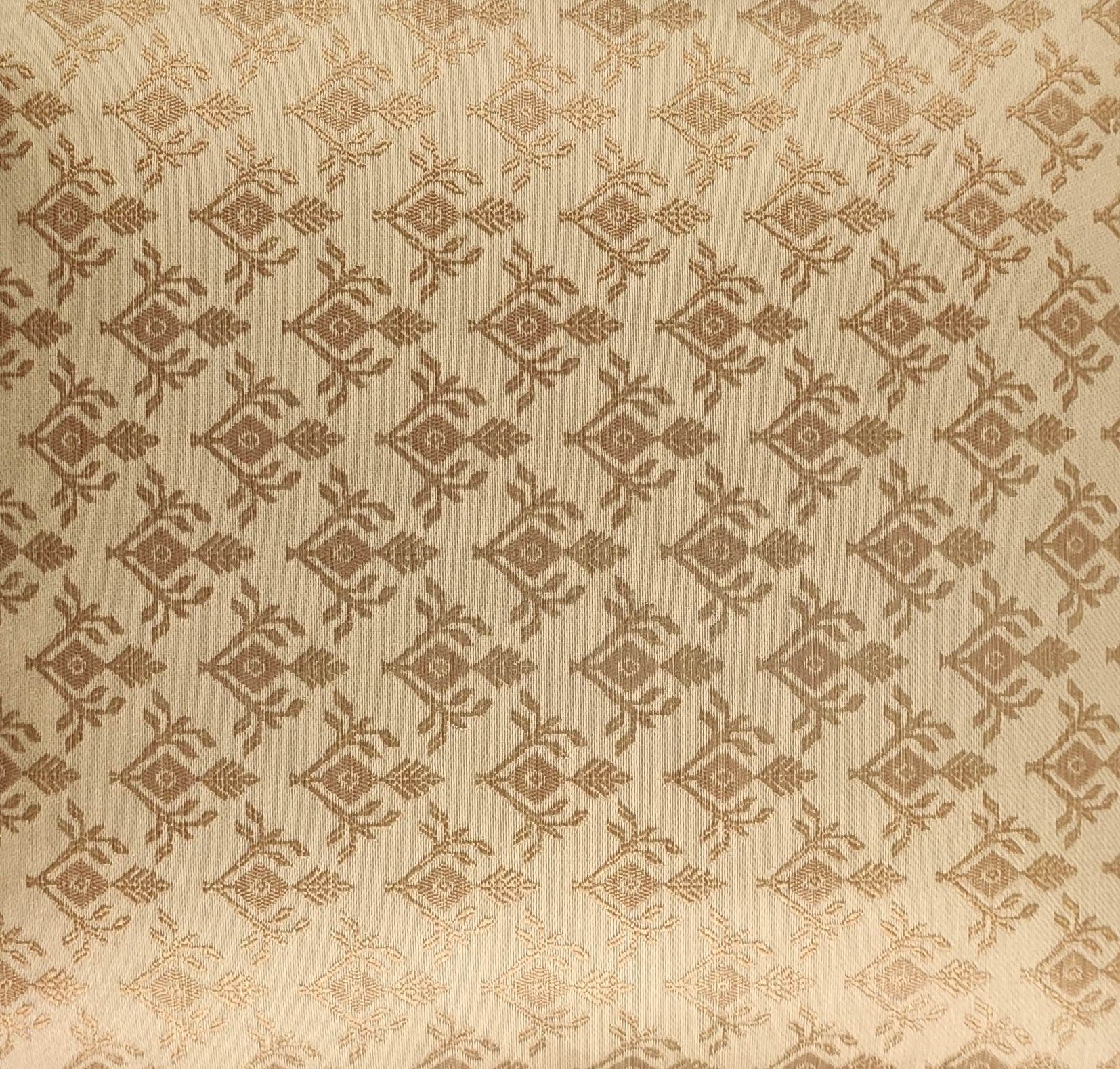 The RAMSHA HOME Modern Polyester Cushion Cover CS-044 features beige fabric with a subtle, elegant diamond-shaped floral pattern in a darker shade—perfect for enhancing contemporary decor.