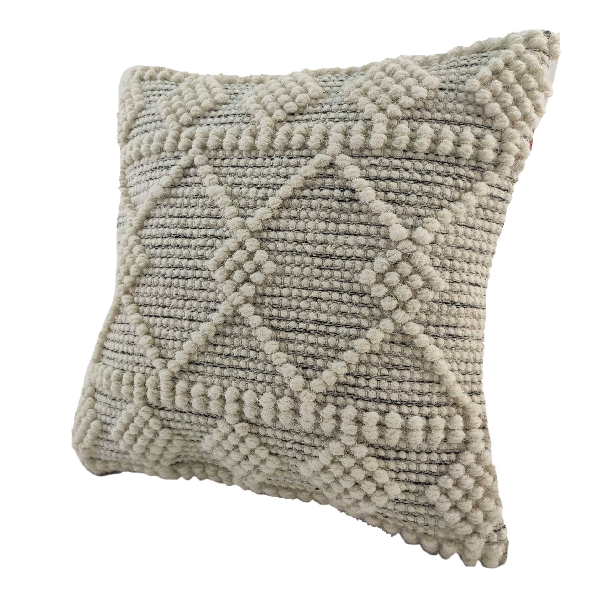 The RAMSHA HOME Natural & Black Color Cushion With Filler CS-047 features a stylish woven pattern and textured details, making it the perfect modern accent piece for any space.