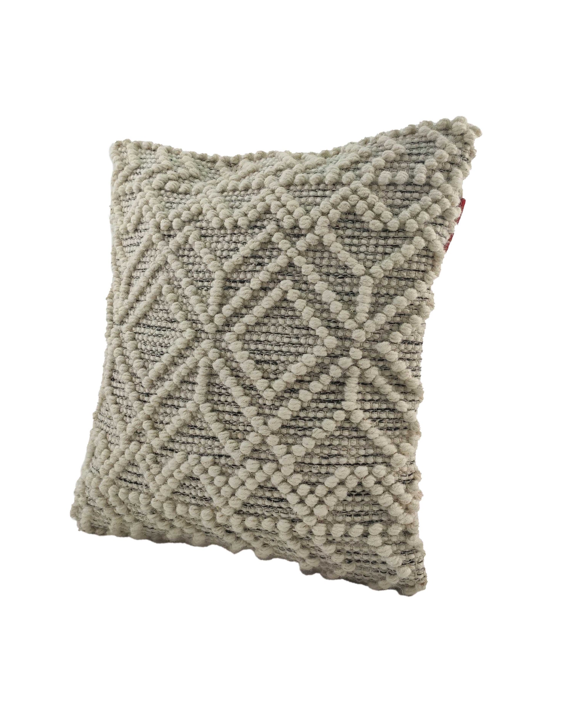 The RAMSHA HOME Cushion With Filler Natural & Black Color CS-051 features a stylish geometric diamond pattern and tufted details, adding comfort and elegance to any living space. Perfect for enhancing your interior décor.