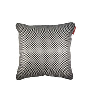 The RAMSHA HOME Cushion Cover Black & White Color CS-074 features a diamond pattern, durable fabric, and a small red tag on the right seam. Seen from above on a plain white background, it’s ideal for modern décor.