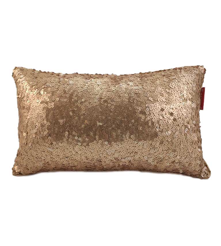 The RAMSHA HOME Decor Polyester Cushion With Filler features a rectangular shape and shiny gold sequins, adding textured sparkle and plush support to your home decor.