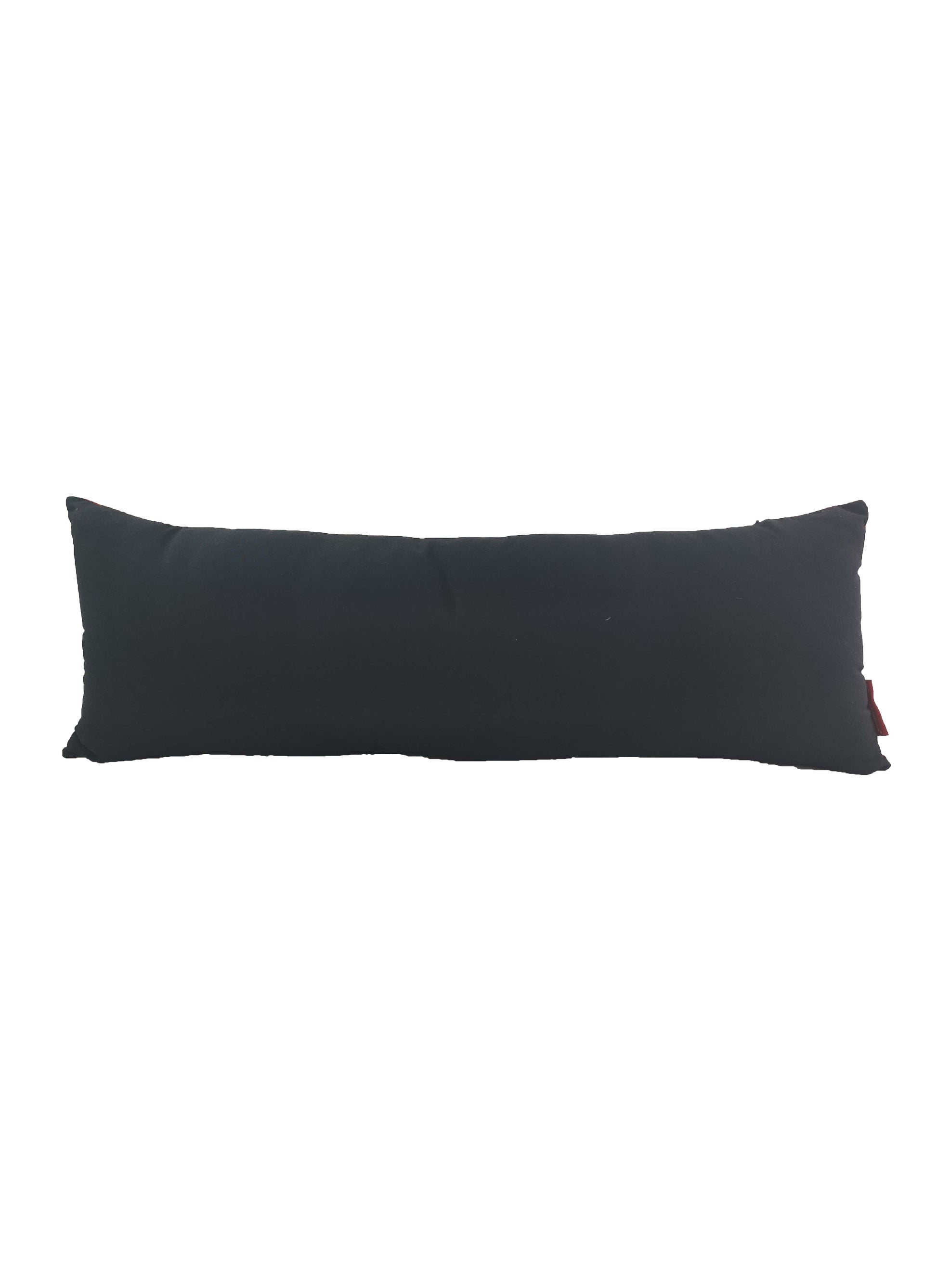 The RAMSHA HOME Digital Printed Cushion With Filler CS-090 features a long, rectangular black design with a simple look, displayed against a white background.