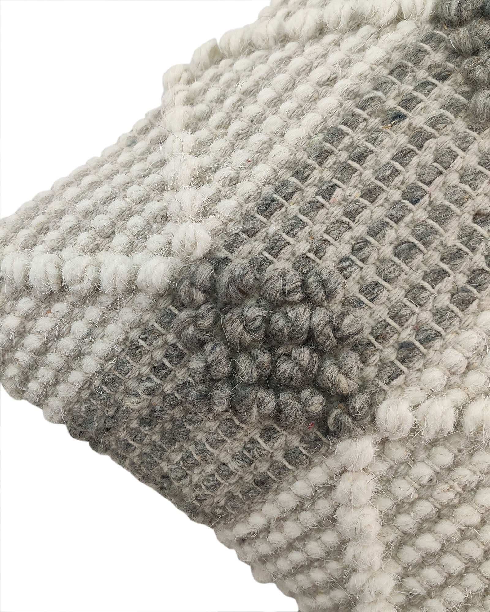 The RAMSHA HOME Embroidery Woven Cushion With Insert cs-162 features a grid of raised, tufted yarns in gray and white wool and cotton, adding textured style and comfort to any space.