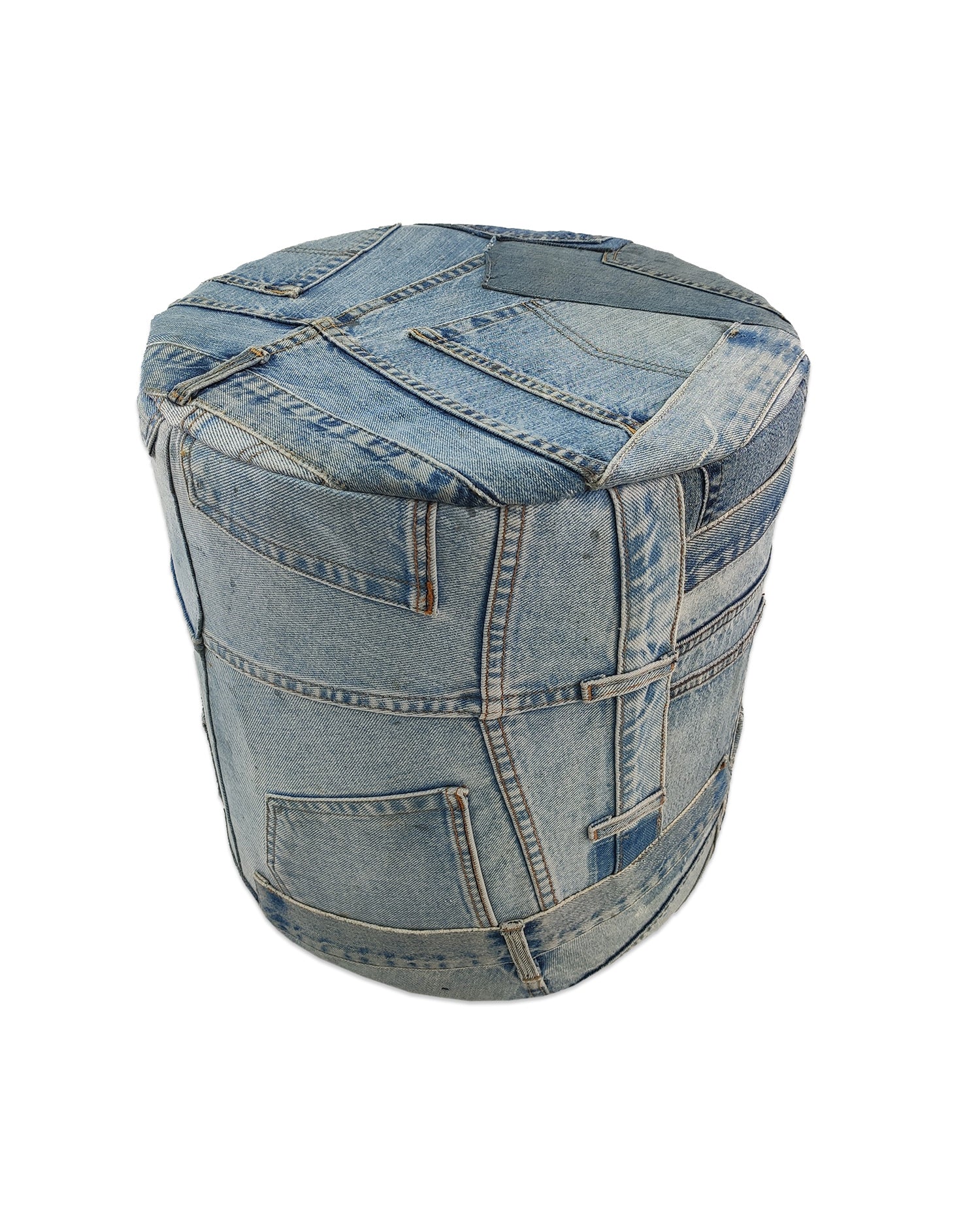 Denim Cylinderical Cotton Pouf PF-083