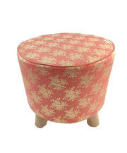 Polyester Stool Pouf With Wood Base
