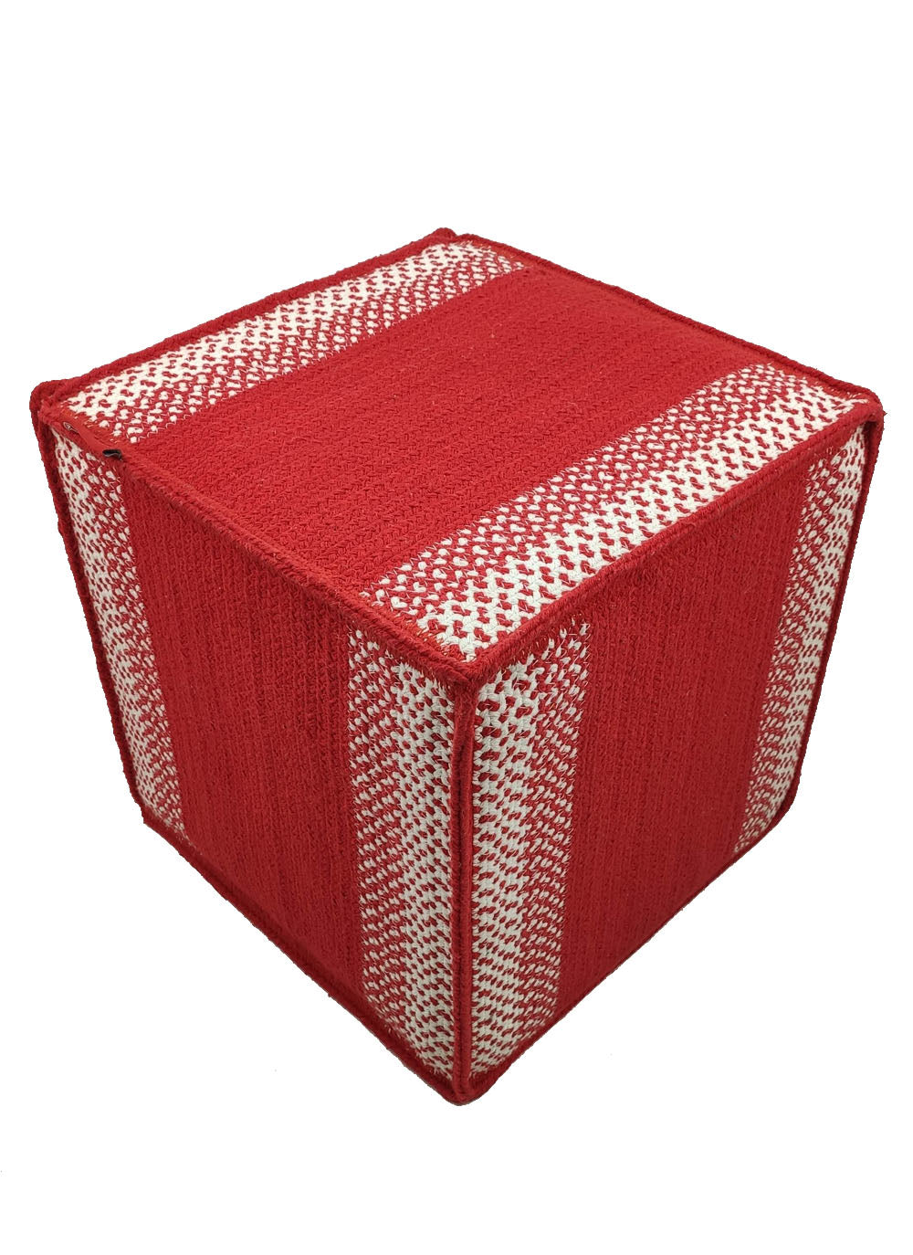 Cotton Pouf Red And White PF-001