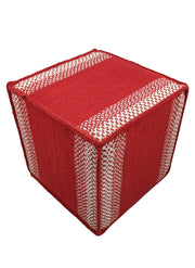 Cotton Pouf Red And White PF-001