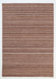 The Handmade Wool Rug – Textured Beige Area Rug- HTP 26 by RAMSHA HOME is a minimalist rectangular rug with subtle beige and brown stripes, displayed flat on a light surface.