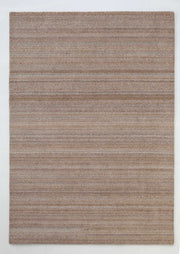 The RAMSHA HOME Handmade Natural Wool Rug – Textured Beige Area Rug (HTP 27) features subtle stripes in beige and light brown tones, offering a minimalist and elegant touch when laid flat on a light surface.