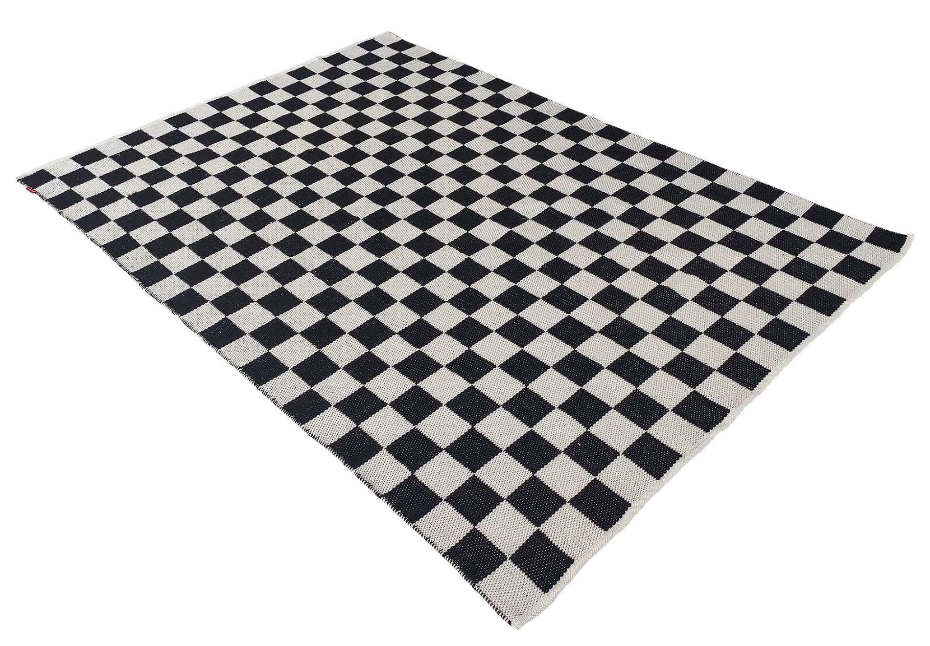 Black & White Polyester Rectangle Woven Rug