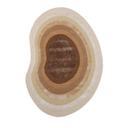 The RAMSHA HOME Vibrant Living Room Handmade Rug - HTWV-81 B (200x300cm) features an abstract, kidney-shaped design with layered beige and tan ovals, hand tufted in wool to bring organic elegance to your space.