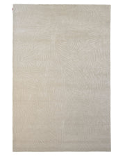 Introducing the Rectangle Shape Beige Color Handmade Area Rug - HTV 25 (200x300 cm) by RAMSHA HOME, crafted in a timeless beige tone. This elegant area rug features a subtle, embossed leaf pattern across its surface, creating an understated monochromatic design for sophisticated and refined décor.