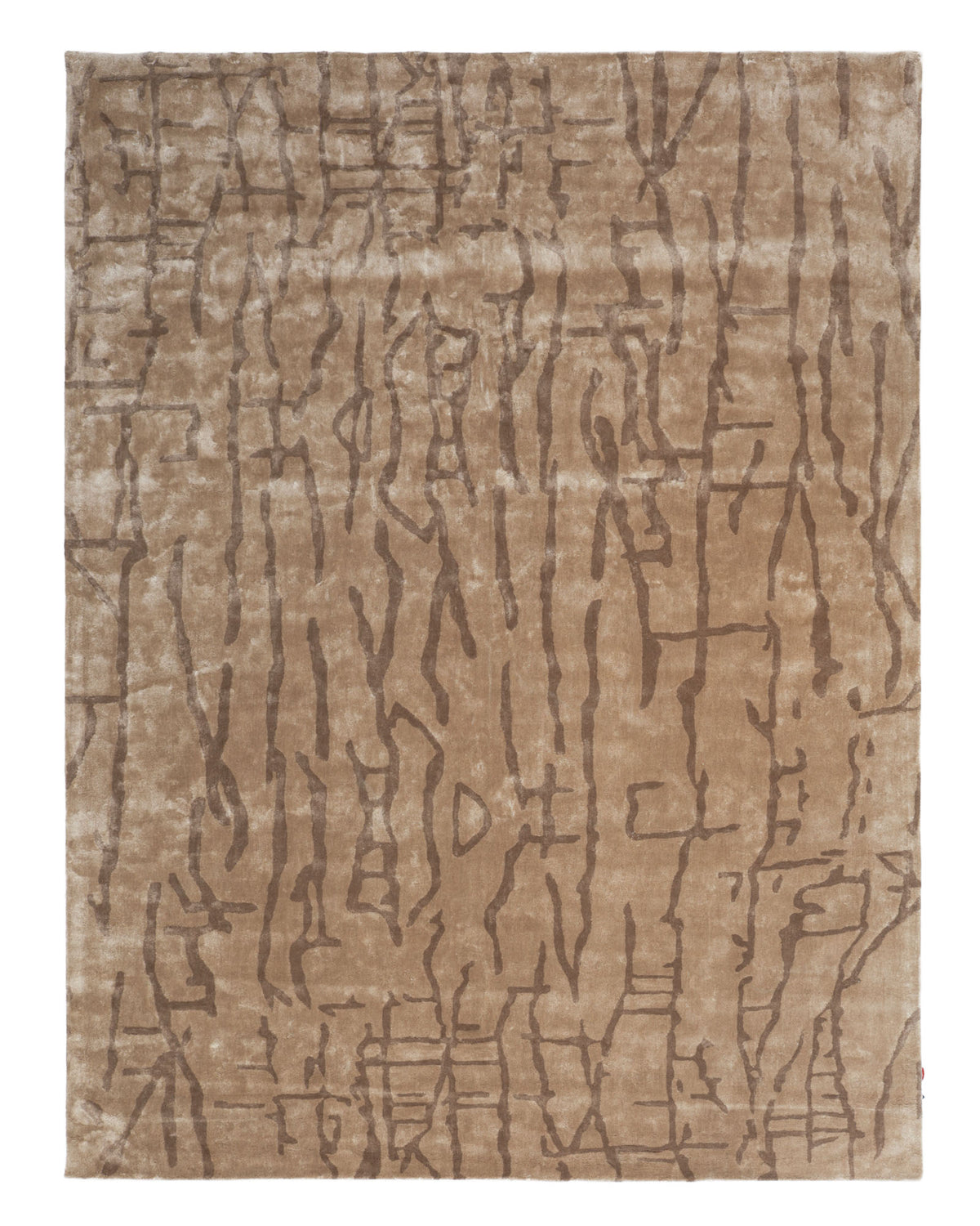 Introducing the RAMSHA HOME Brown Color Handmade Rug - HTV 10 (250X350 cm): a rectangular brown rug, hand-tufted with a subtle abstract pattern inspired by tree bark and organic lines. Its textured, natural design brings earthy elegance and a touch of sophistication to any space.