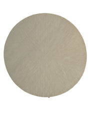 The RAMSHA HOME Beige Handmade Round Rug HTW 107 (200cm) showcases artisanal craftsmanship with a subtle diamond-shaped geometric pattern radiating from the center. The round beige rug is displayed from above against a white background.