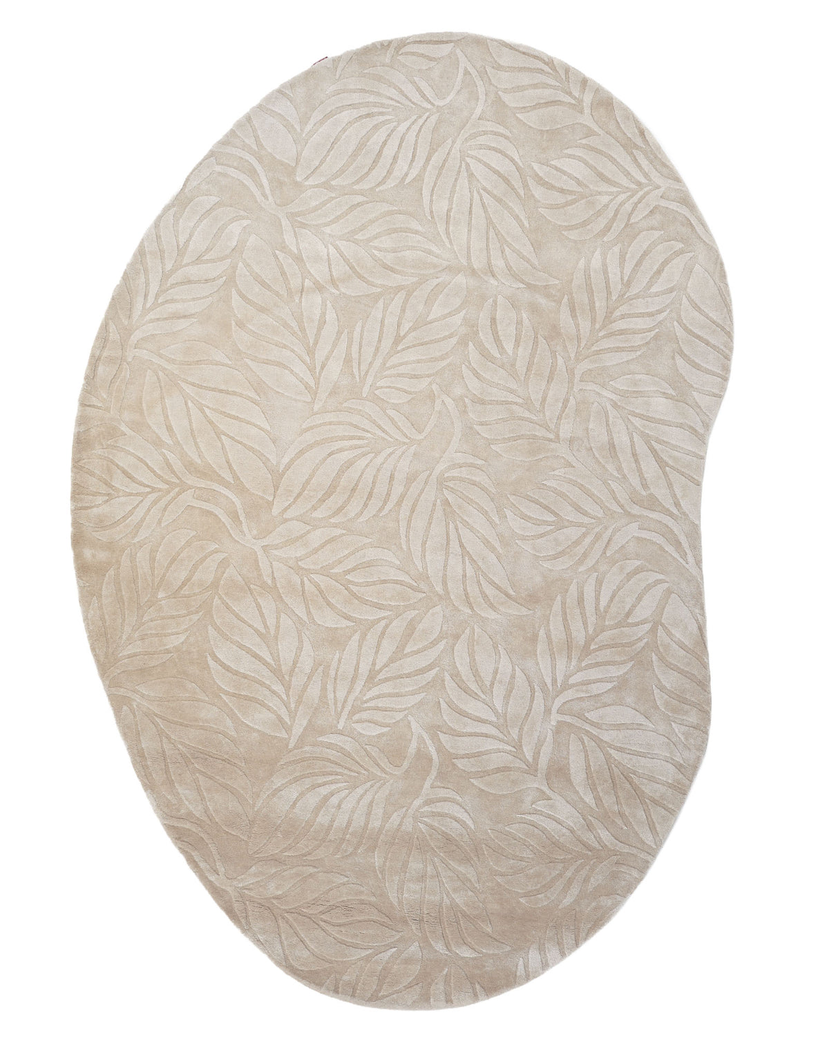 The RAMSHA HOME Beige Color Indoor Handmade Area Rug - HTV 15 features an irregular, hand-tufted design with a subtle raised leaf pattern across its beige surface. Its organic and soft aesthetic lends a modern, natural look to any space.