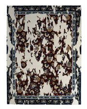 The RAMSHA HOME Multi Color Handmade Area Rug - HTW 111 (300x400 cm) features a decorative floral pattern with large, irregular white patches that partially obscure the design, creating a distressed, vintage-inspired look perfect for the living room.