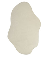 The RAMSHA HOME Natural White Color Area Carpet - HTW 88 is an irregularly shaped, off-white modern neutral rug featuring a subtle textured pattern, displayed against a white background.