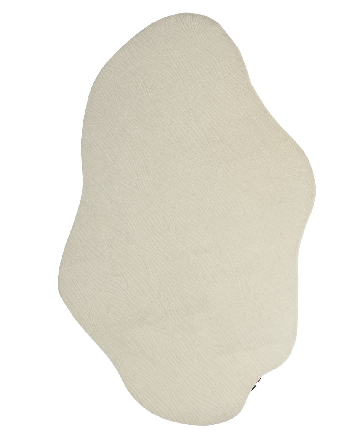 The RAMSHA HOME Natural White Color Area Carpet - HTW 88 is an irregularly shaped, off-white modern neutral rug featuring a subtle textured pattern, displayed against a white background.