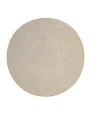 Introducing the Handmade Round Area Rug - HTWV 61 (200 Cm) from RAMSHA HOME—a hand-tufted, round beige rug featuring a geometric pattern of intersecting lines radiating from the center. Expertly crafted from a premium wool-viscose blend, this luxurious rug offers both exceptional softness and lasting durability, bringing subtle texture and elegant design to any space.