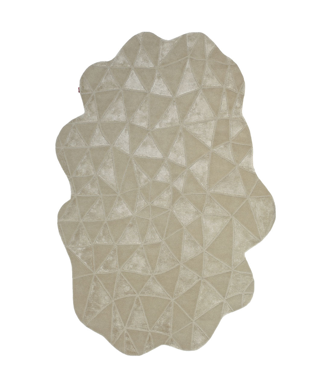 The Handmade Decor Multi Color Rug HTWV-94 by RAMSHA HOME features an irregular cream and beige design with raised, interconnected triangles that create a geometric, textured surface.