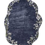 Navy Blue Viscose Shaped Handmade Carpet 200x300 - HTV-23