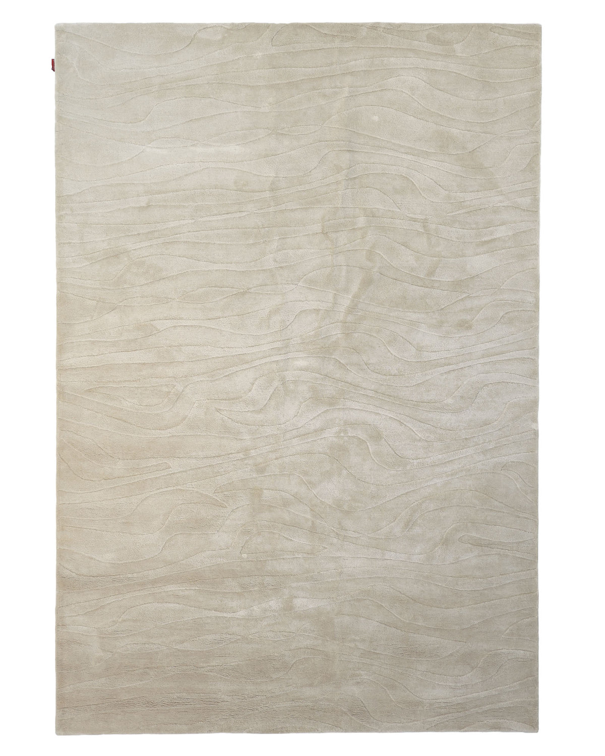 The RAMSHA HOME Beige Color Home Decor Indoor Handmade Area Rug - HTV 19 features a rectangular shape in a neutral beige hue, with subtle, wavy textured patterns across its surface that create a soft and abstract design reminiscent of a wavy pattern rug.