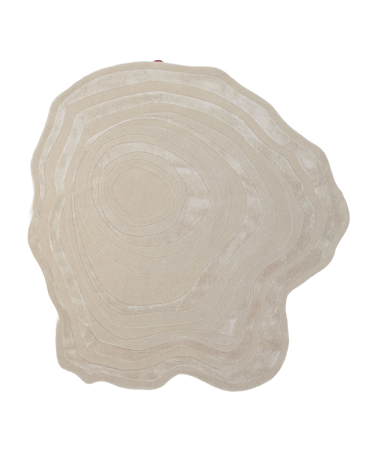 Handmade beige organic shape rug with a wave pattern by RAMSHA HOME (HTWV 210), size 200x300 cm, displayed on a white background.