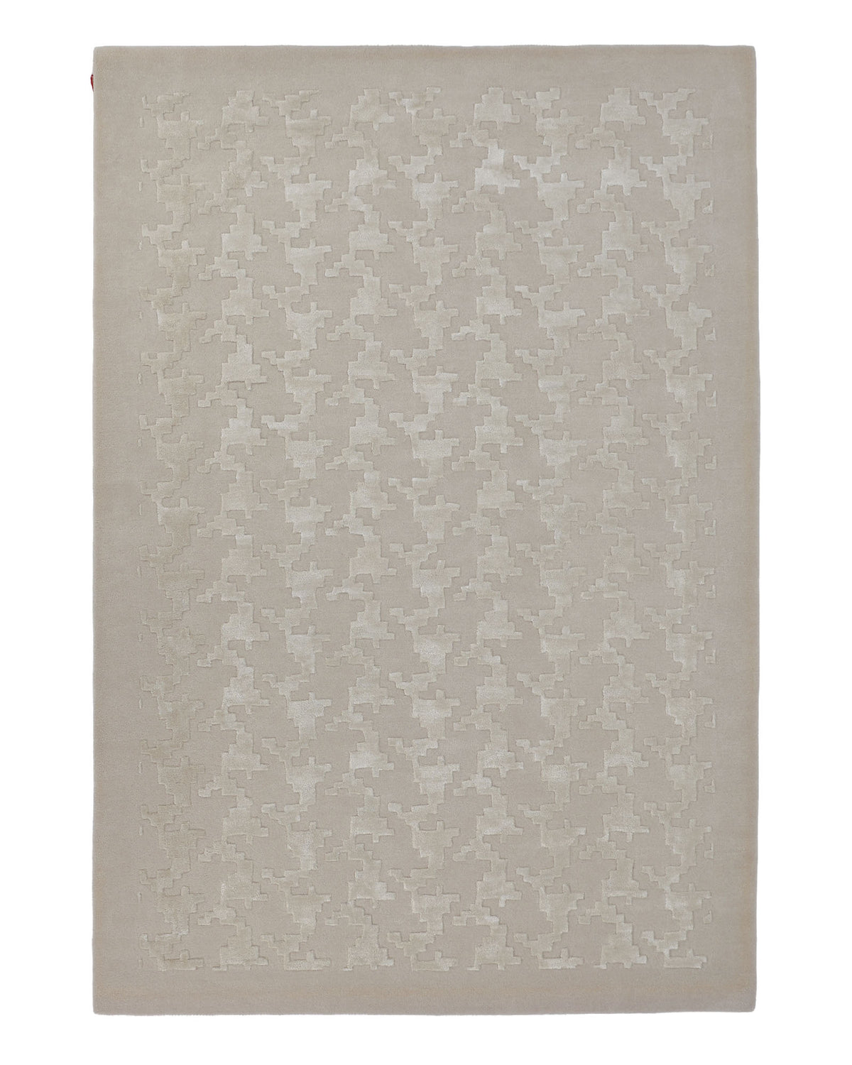 Introducing the Handmade Rectangle Living Room Rug HTWV-131 from RAMSHA HOME—a beige area rug featuring a sophisticated, raised geometric houndstooth pattern in a slightly lighter tone. Hand tufted for a textured and elegant appearance, this rug serves as a versatile neutral accent that effortlessly elevates any modern interior.