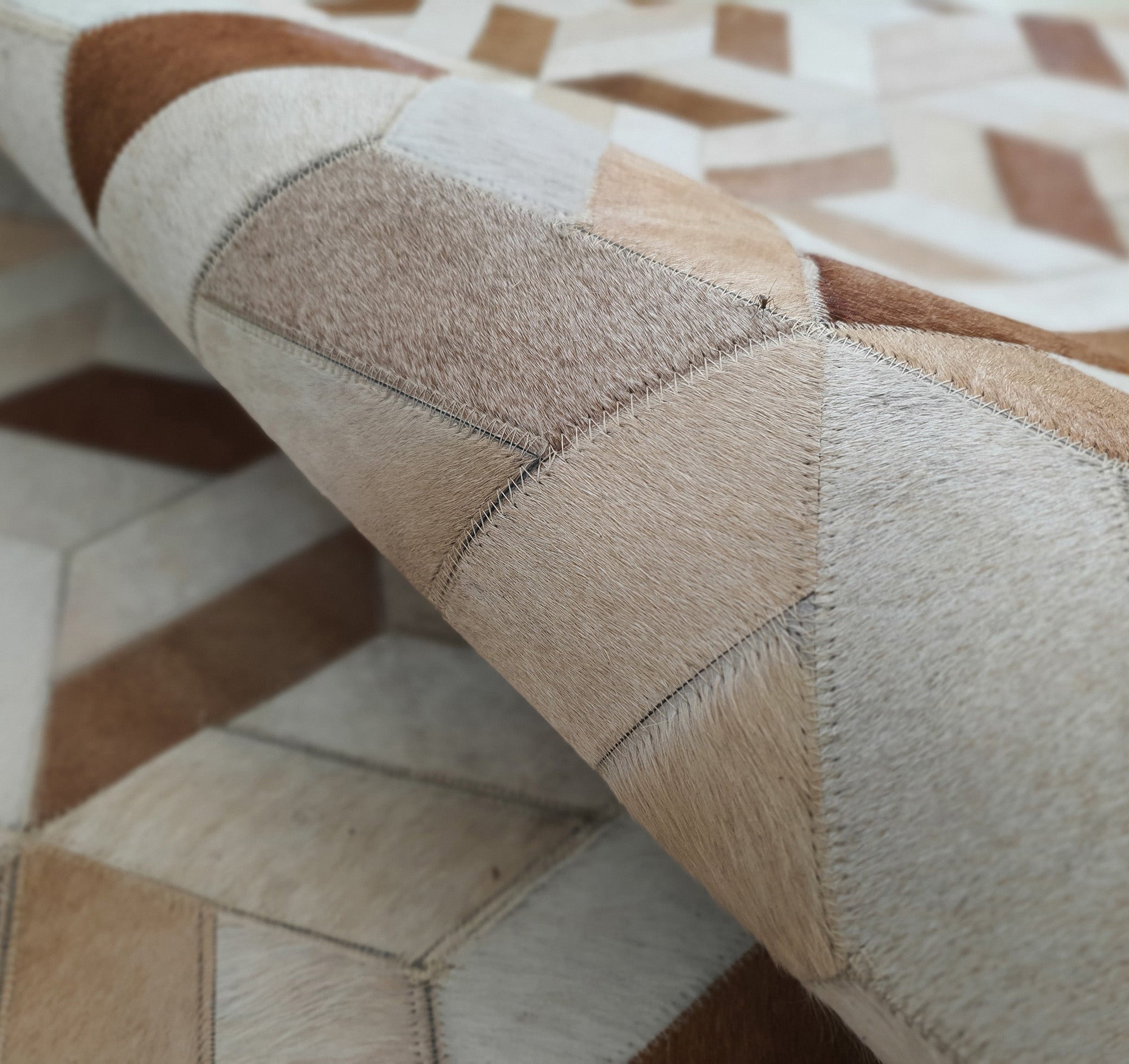 Handmade Multi-Color Leather and Wool Area Rug LR-012