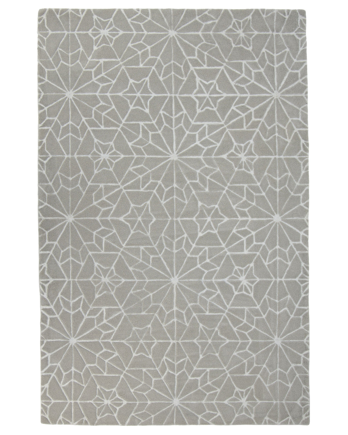 The RAMSHA HOME Modern Rectangle Area Rug Multi Color HTP-18 features a rectangular shape with a light gray and white starburst pattern, showcasing an intricate and symmetrical geometric design. This contemporary rug instantly elevates any space with its modern aesthetic.