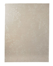 The RAMSHA HOME Artisan Handmade Decorative Area Rug – HTWV-116 features a rectangular beige design with a delicate, raised vine and leaf pattern that subtly blends into the monochromatic background.