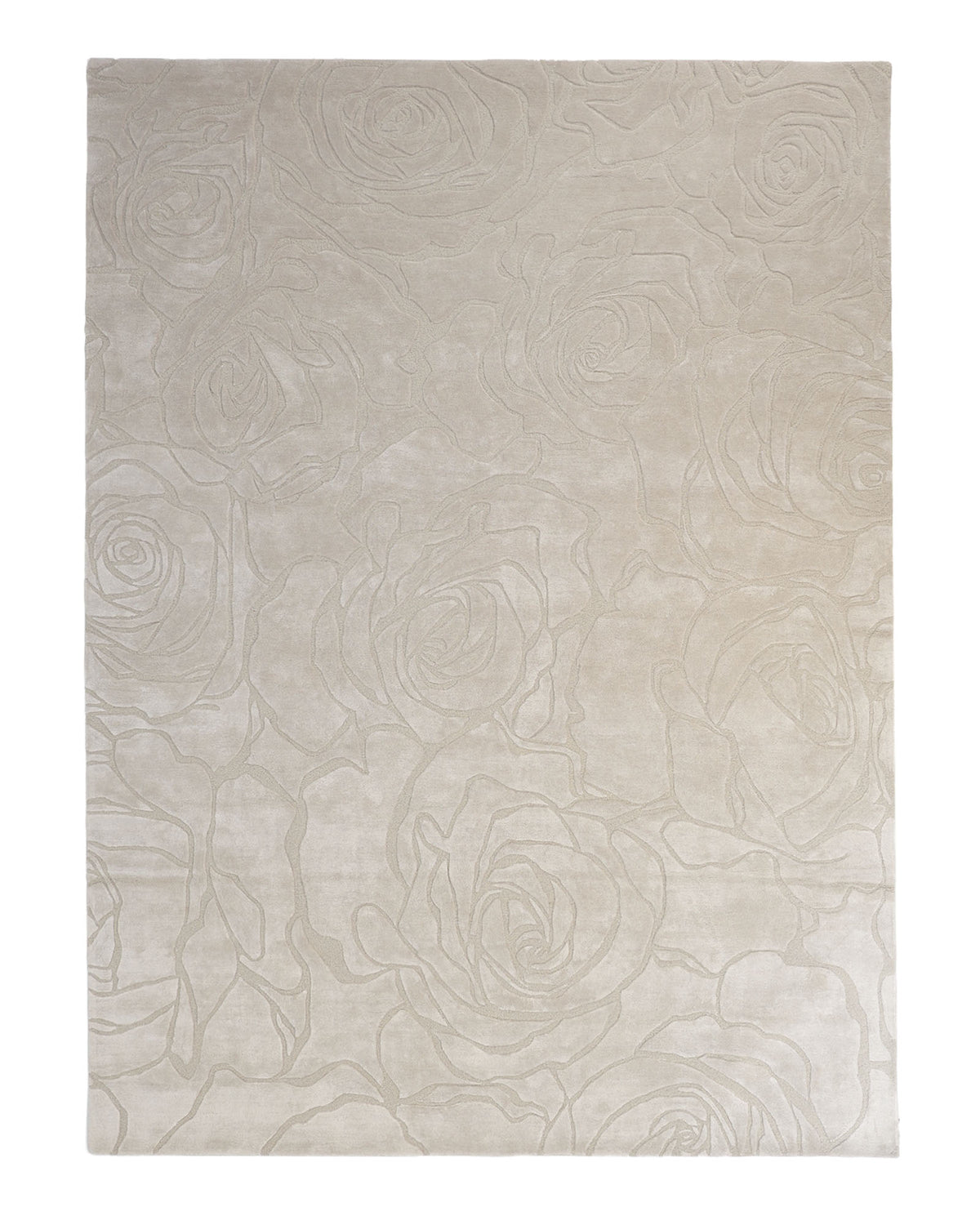 Introducing the Home Decor Handmade Area Rug - HTWV-156 by RAMSHA HOME: This beige area rug features an exquisite, hand-tufted wool construction with a subtle embossed rose pattern that extends across the entire surface. The elegant tone-on-tone floral design is softly carved, creating a harmonious blend of texture and background for a refined decorative touch.
