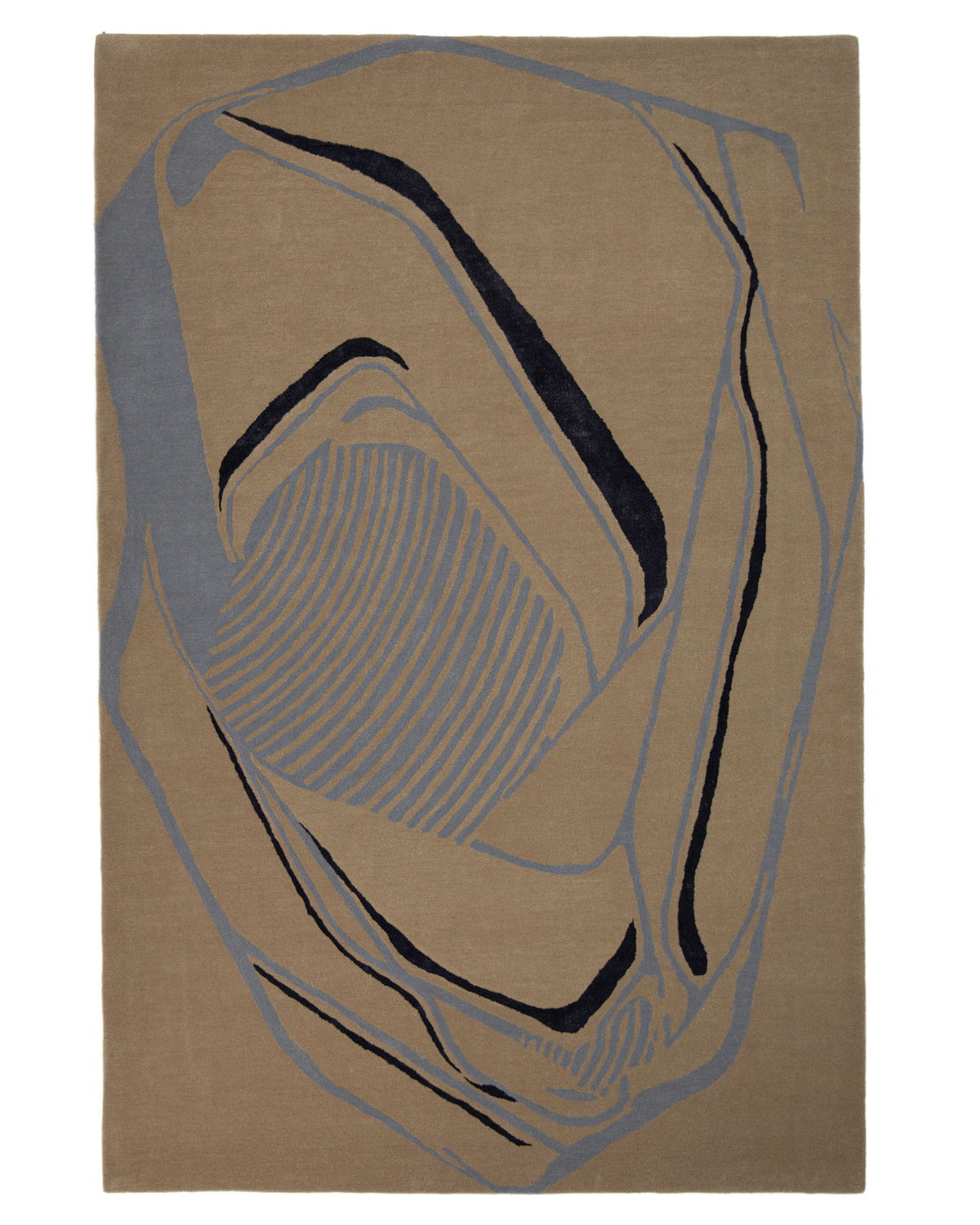 Bring modern elegance to your space with the RAMSHA HOME Modern Abstract Beige & Blue Line Art Rug – HTWV-25 (202x292 CM). This hand-tufted area rug features a beige background adorned with overlapping geometric shapes in deep blue and gray, highlighted by curved lines and angular patterns throughout. Artistic flair meets contemporary design, making this stylish rug a stunning centerpiece for any room.