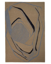 Bring modern elegance to your space with the RAMSHA HOME Modern Abstract Beige & Blue Line Art Rug – HTWV-25 (202x292 CM). This hand-tufted area rug features a beige background adorned with overlapping geometric shapes in deep blue and gray, highlighted by curved lines and angular patterns throughout. Artistic flair meets contemporary design, making this stylish rug a stunning centerpiece for any room.