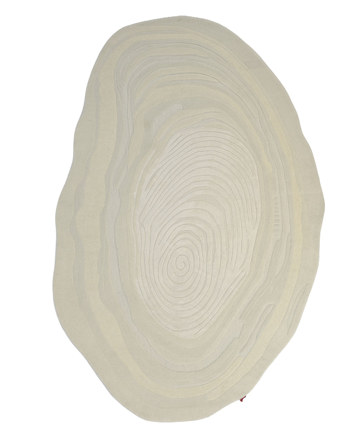 The RAMSHA HOME Ivory Topographic Shaped Rug 200x300 cm (HTWV-192) features an irregular, cream-colored design with concentric, swirling lines reminiscent of tree rings or topographic maps—bringing modern style and unique character to any space.