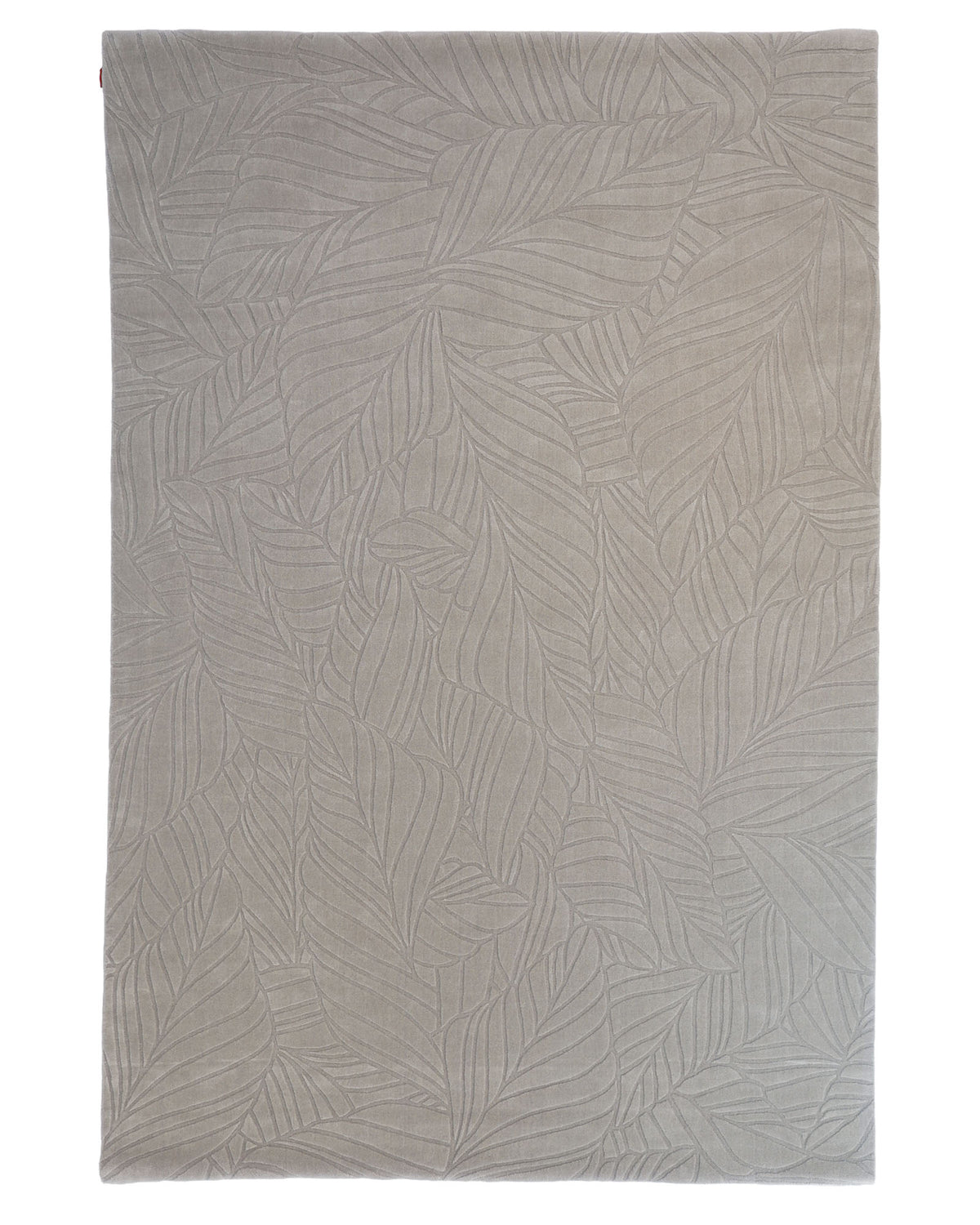 Introducing the RAMSHA HOME Rectangle Handmade Decorative Grey Color Area Rug - LKH-030, a light gray rectangular area rug featuring an embossed pattern of overlapping leaves across its entire surface. This elegant rug is finished with clean edges and showcases a subtle textured design, perfect for adding a sophisticated touch to any room.