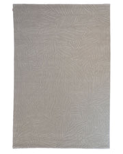 Introducing the RAMSHA HOME Rectangle Handmade Decorative Grey Color Area Rug - LKH-030, a light gray rectangular area rug featuring an embossed pattern of overlapping leaves across its entire surface. This elegant rug is finished with clean edges and showcases a subtle textured design, perfect for adding a sophisticated touch to any room.