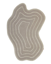 The Beautiful Off White Handmade Rug - HTWV-112 (200x300cm) by RAMSHA HOME features an irregular, hand tufted design in beige, accented with wavy concentric cream-colored lines reminiscent of a topographic map or tree rings.
