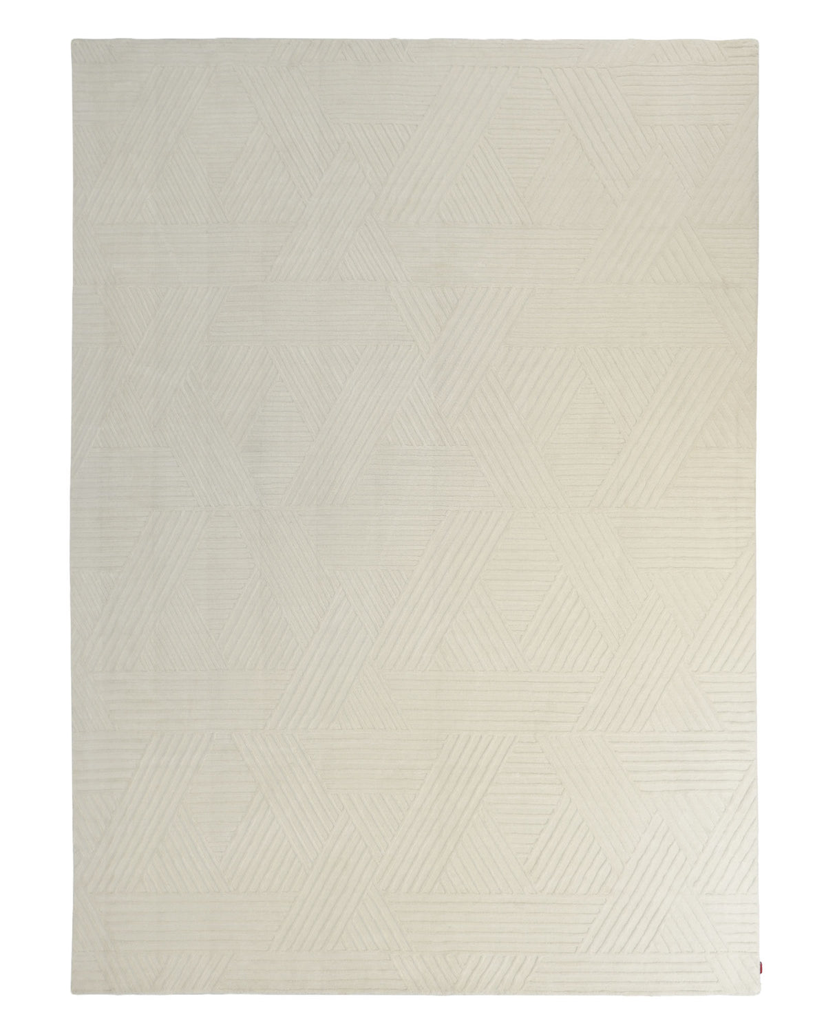 The RAMSHA HOME Geometric Woven Natural Color Handmade Area Rug (LKH-016) is a large, square rug featuring a soft, uniform texture and a subtle pattern of intersecting chevron and triangle shapes in light beige tones.